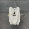 V Neck Sport Top Women Rhinestone Cherry Tanks Solid Color Knitted Vest Breathable Sleeveless Vests