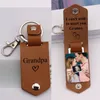 Personalized Po Leather Keychain I Cant Wait to Meet You Granny Baby Coming Gift for Grandma Grandpa Your Text Leather Tag 240119