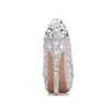 568 Queen Wedding Crystal Rhinestone Women Shoes High Heel Platform Event Handgjorda pumpar Big Size 2 40