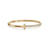 2024 Bangle Bracelet v Gold t Women 18k Rose Full Diamond Wide Narrow Half CouplesQ4