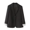 Taop Za Early Spring Product Womens Fashion and Casual Versatile Stripe Spliced Suit Coat 240127