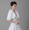 Real PO Wedding Bolero owijaj się z pół rękawów Whtie Kości słoniowej Faux Fur Kurtka ślubna w stęże