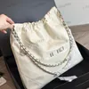 22 saco de lixo óleo cera couro mulheres bolsa de ombro 33cm couro diamante gingham ouro prata hardware fivela de metal luxo tote moeda charme corrente crossbody bolsa sacos