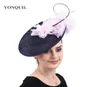 Charmanter Big Kentucky Derby Haar-Fascinator, Marineblaue Hüte, elegante Damen-Hochzeitskopfbedeckung, Brauthochzeit, Rennparty-Kopfschmuck, Schiff2783665