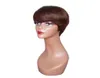 Krótka peruka Bob Wavy z grzywką pełna maszyna zrobiła nie koronkowe peruki dla kobiet Brazylijska Remy proste ludzkie włosy pixie cut Wig4257135