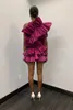 Robes décontractées une épaule femmes robe volants mini satin fête violet couches plis femme vêtements sur mesure