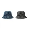 Berets Coreano Estilo Casual Checkerboard com Cordão Outono Inverno Pure Color Caps Feminino Chapéus Bacia Chapéu Mulheres Bucket Cowboy