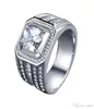 Heren Luxe RING 925 verzilverd CZ Diamant mannen wit gouden ringen Huwelijkscadeau platina Jewelry9519404