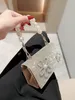 Nouveau sac de soirée brillant strass noeud petit sac carré perle chaîne robe sac à main