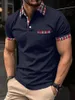 남성용 폴로 패션 컬러 대비 라펠 단락 폴로 셔츠 간단한 슬림 피트