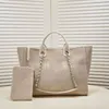 Luxe draagtas dames cc tote designer handtas strandtas voor dames de tassen met ketting heren handtassen grote boodschappentas katoenen stoffen tassen portemonnee portemonnee tote