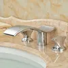 Bathroom Sink Faucets Vidric Modern Wave Shape Waterfall Bath Tub Faucet Deck Mount Dual Handles Basin And Cold Mixer Taps