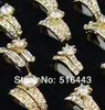 Grote promoties 20 stuks luxe sieraden zirconia 18k goud P 2 in 1 verlovingsbruiloft dames herenringen a9073402227