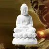 Decorative Figures Boutique Buddha-Statue aus weißem Marmor, Shakyamuni-Apotheker Amitabha, Heim- und Autodekorationsstein