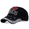 Boll mössor mode Jesus bokstäver hjärtbaseball mössa lyxkvinna y2k fritid hip-pop rhinestone hatt utomhussporter