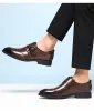 Bekväm gentlemanens snygga affärsformella spetsiga loafers skor äkta läder oxford klänningskor nya män bröllop oxfords