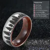 8mm Fir Trees Landscape Ring Domed Wooden Mens Wedding Band Rosewood Hunting Pure Engagement 240125