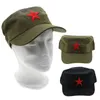 Berets prezenty chińskie vintage unisex tkanina czerwona gwiazda hatami wojskowe zielone płaskie armia czapka