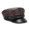 Luxury Brand Hat Women Men Military Caps Black Real Leather studentsr Hats Flat Female Adjustable Autumn Winter Captain 240130