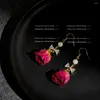 Kolczyki Dangle Natural Rose Flower Carring Fashion Immortal Biżuteria żywica epoksydowa Epoksydowa cyrkon prawdziwy dla kobiet 2024