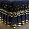 Bed Skirt Dark Blue Luxury Lace Winter Bedspread Thick Home Skirt-style Sheets Embroidery Cotton European-style Spreads