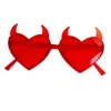 النظارات الشمسية هالوين شكل قلب الشيطان قرن مضحكة نظارات حمراء مضحكة لباس لحفلات اللوازم النظارات