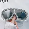 Gafas de sol de gran tamaño Punk con diamantes de imitación para mujer, marca de lujo Y2K, gafas de sol deportivas para mujer, gafas Steampunk UV400 240131