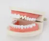 hip hop liscio doppi denti grillz placcato oro reale moda rapper griglie dentali musica cool gioielli per il corpo argento dorato oro rosa 6233407