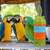 Diğer Kuş Malzemeleri Depolama Konteyneri Taşınabilir Besleyici Bardak Papaz Su Tedavi Kutusu 2pcs Seyahat Kafesi Taşıyıcı Sırt Çantası