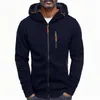 Cor sólida zip up hoodie bolsos com zíper outerwear estilo europeu americano lazer moletom treino simples masculino sudaderas 240123