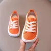 أحذية Girls Fashion Leisure Shoe Childrens Canvas Shoes Sneakers Kids Disual Sport Shoes for Ristergartn Black White Orange 240202