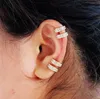 10 paia di orecchini a polsino auricolare rotondi piccoli alla moda per le donne Orecchini a clip con strass placcati in oro e argento a 2 file senza piercing Acc4876511