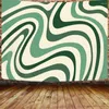 Gobelin Green Tobestry Wiszący Wiszący Estetyka Dekorowanie sypialni Streszczenie Swirl Prosty sztuka do salonu w akademiku