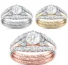 Yunjin New Diamond ThreePiece Ring Set Popular Lady Engagement Hand Jewelry7685008