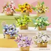 Blocchi Cesto di fiori in vaso Building Blocks Creativo Bonsai Pianta Bouquet Modello Assemblare Mattoni Decorazione Regali di Natale per bambini