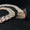 Iced Out 20mm Rose Gold VVS Moissanite Hip Hop Jewelry Miami Cuban Link Chain D Color Diamond Pass Tester