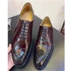 Dr12weess Sh12oes Cwehue Male Leisure Business Brogue Carvin gerg Genuine Crocodilefd Leather End Of Brush Color M12enwe Fo12rmalwe