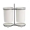 Chopsticks Creative Tableware Ceramics Storage Tube Fork Spoon Organizer Jar Household Box Shelf