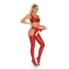 Women's Swimwear Womens Lingerie Two Pieces Glossy Set U Neck Racerback Crop Top With Side Cutout Crotchless Pantyhose Raves Party Clubwear