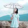 Umbrellas Fully Automatic Three-fold Transparent Umbrella Folding Portable Clear Cloth Material: Polyester Fiber