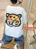 T-shirts Boys Summer Short-Sleeved 2022 New Childrens Western Style Tiger Year Top Spring White Cotton Boys Fried Street T-shirt Q240218