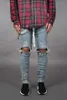 Jeans pour hommes2024 designer nouvelle mode hommes jean rue trous noirs rayures blanches jeans hiphop skateboard crayon pantalon