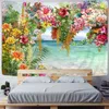 Arazzi Stampa floreale creativa Arazzo Decorazione artistica Appeso a parete Boemia Pianta tropicale Hippie Dormitorio Panno di sfondo moderno