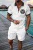 Tracksuits masculinos verão luxo polo camisa shorts terno moda tendência treino 2 peças vintage tigre impressão outfit conjunto masculino roupas casuais