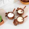 Dinnerware Sets Kitchen Jar Salt Jars Shaker Restaurant Seasoning Wood With Storage Utensils Container