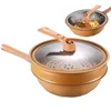 Patelnia non kij wok koreańskie szybkie ogrzewanie miski kuchenne do smażenia wielofunkcyjnego z gotowaniem na gotowanie do gotowania w koszyku gotowania