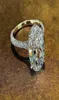 Scintillanti gioielli di lusso Vero argento sterling 925 grande taglio ovale topazio bianco diamanti CZ pietre preziose Eternity Women Wedding Band Ring7183207