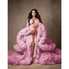 Puffy ruffled Tulle Maternity Dress Women Robes For Photoshoot Fluffy Pregnancy Dressing Front Split Babyshower klänningar