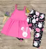 Ragazza Coniglio Stampato Vestito da Giorno di Pasqua Set Bambino Estate Senza Maniche Sling Top e Pantaloni Completo Bambini Due Pezzi Abbigliamento ZHT 0166203796