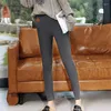 Pantalons serrés pour femmes, épais, en peluche, taille haute, élastique, couleur unie, Leggings longs et Slim pour l'hiver